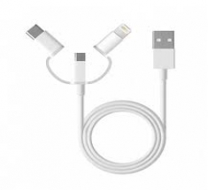 Интерфейсный кабель Xiaomi Lighting/Type-C/Micro-USB 100cm 3 в 1 Белый 